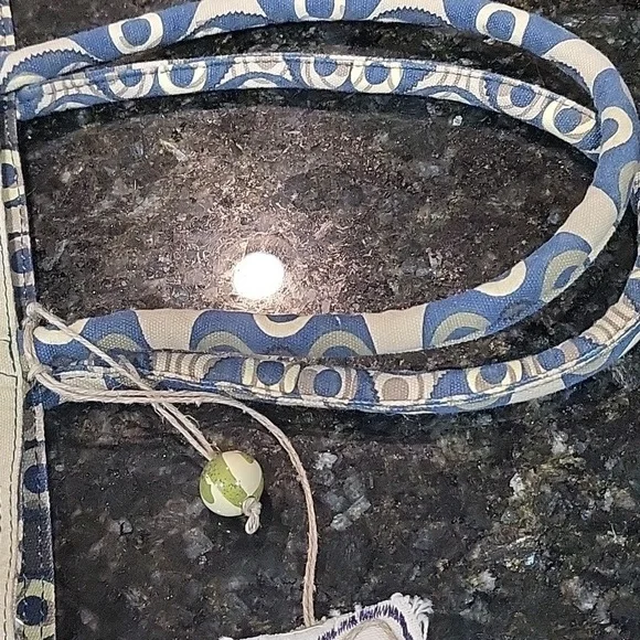 Canvas Blue, Green Tan, Orange Beach Theme Bag Purse Palm Trees, Hibiscus, Surf - Picture 8 of 14